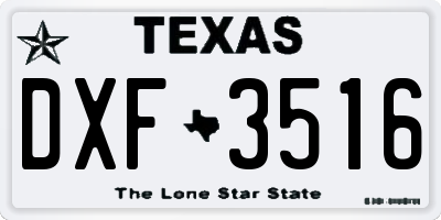 TX license plate DXF3516