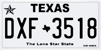TX license plate DXF3518