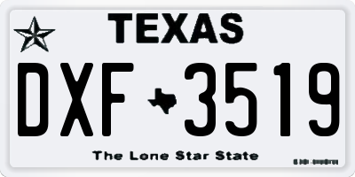 TX license plate DXF3519