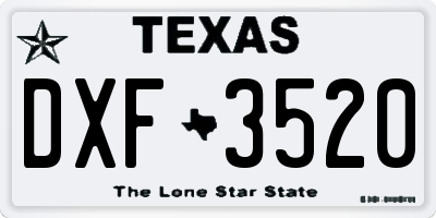 TX license plate DXF3520