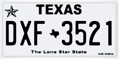 TX license plate DXF3521
