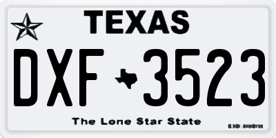 TX license plate DXF3523