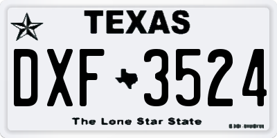 TX license plate DXF3524