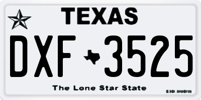 TX license plate DXF3525