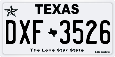 TX license plate DXF3526