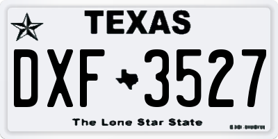 TX license plate DXF3527