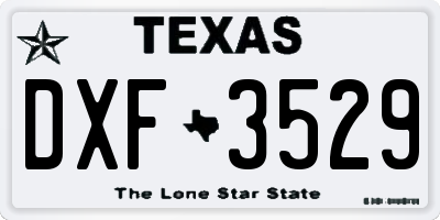 TX license plate DXF3529