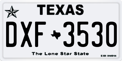 TX license plate DXF3530