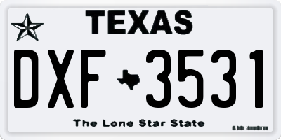 TX license plate DXF3531