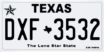 TX license plate DXF3532