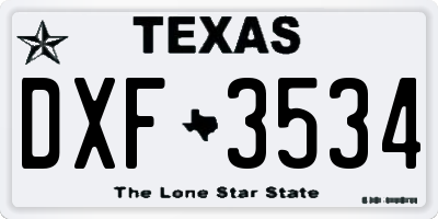 TX license plate DXF3534