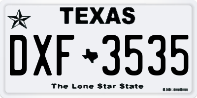 TX license plate DXF3535