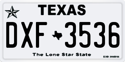 TX license plate DXF3536