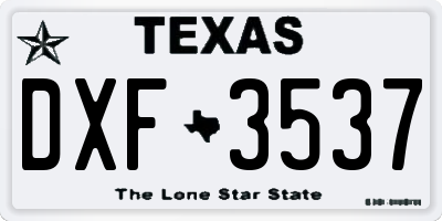 TX license plate DXF3537