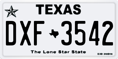 TX license plate DXF3542