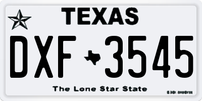TX license plate DXF3545