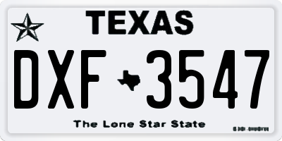 TX license plate DXF3547