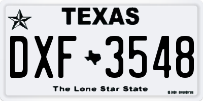 TX license plate DXF3548