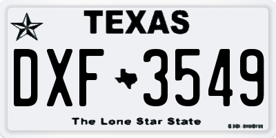 TX license plate DXF3549
