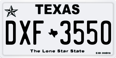 TX license plate DXF3550