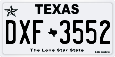 TX license plate DXF3552
