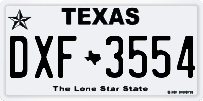 TX license plate DXF3554