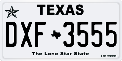TX license plate DXF3555
