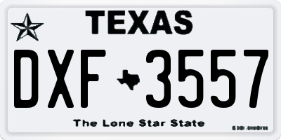 TX license plate DXF3557
