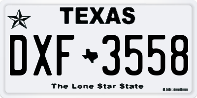 TX license plate DXF3558