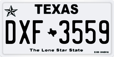 TX license plate DXF3559