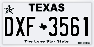 TX license plate DXF3561