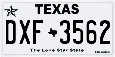 TX license plate DXF3562