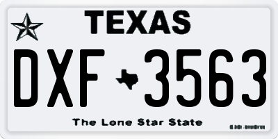 TX license plate DXF3563