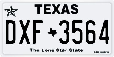 TX license plate DXF3564