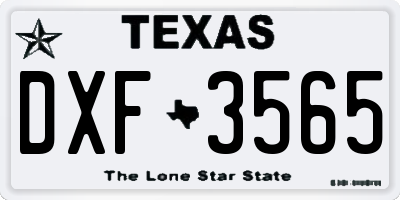 TX license plate DXF3565