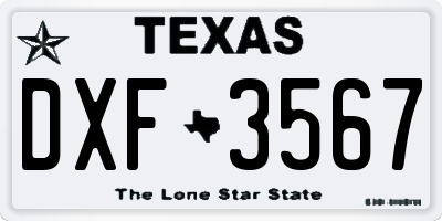 TX license plate DXF3567
