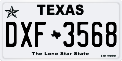 TX license plate DXF3568