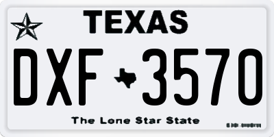 TX license plate DXF3570