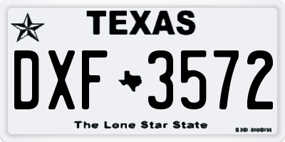 TX license plate DXF3572