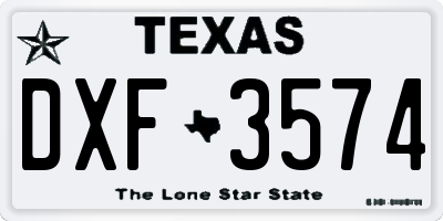TX license plate DXF3574