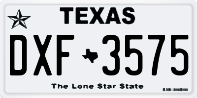 TX license plate DXF3575