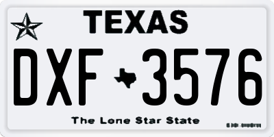 TX license plate DXF3576
