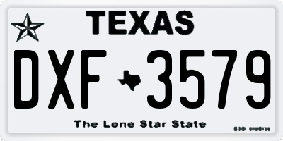 TX license plate DXF3579