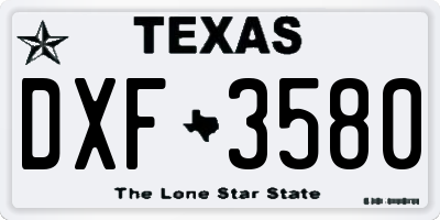 TX license plate DXF3580