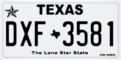 TX license plate DXF3581