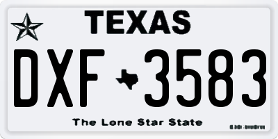 TX license plate DXF3583