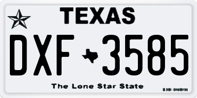 TX license plate DXF3585