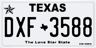 TX license plate DXF3588
