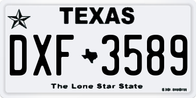 TX license plate DXF3589
