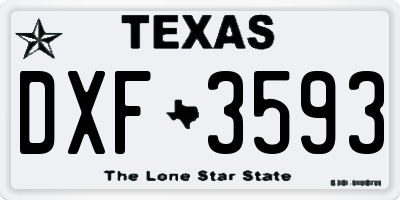 TX license plate DXF3593